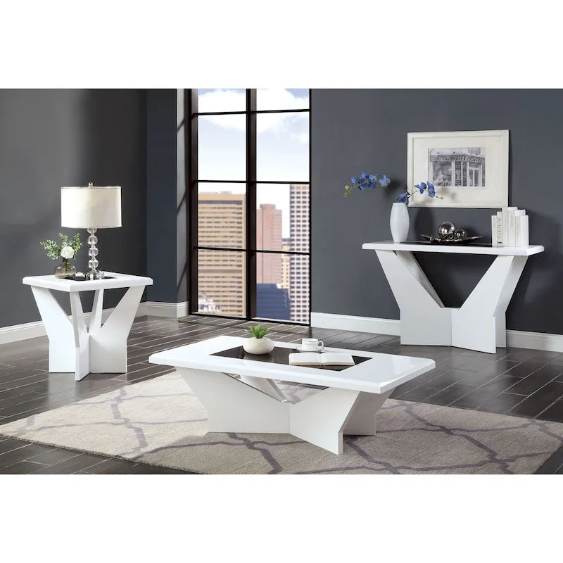 Set tavolini da caffè Ameena 3 pezzi con piano in vetro di Furniture of America