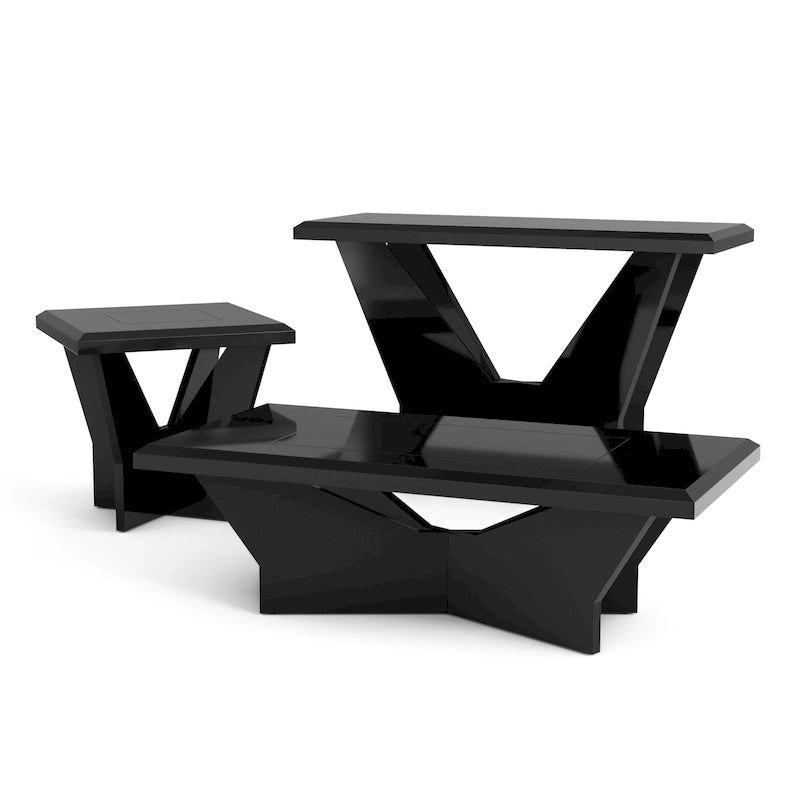 Set tavolini da caffè Ameena 3 pezzi con piano in vetro di Furniture of America