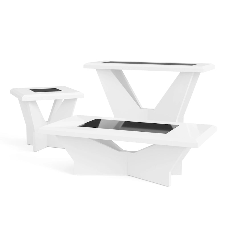 Set tavolini da caffè Ameena 3 pezzi con piano in vetro di Furniture of America