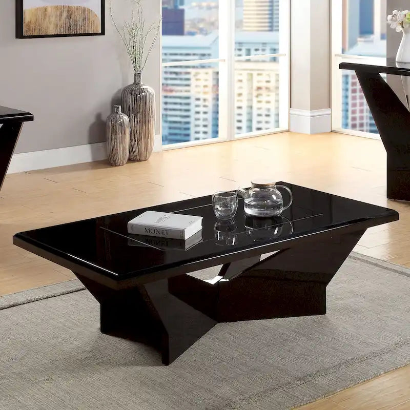 Set tavolini da caffè Ameena 3 pezzi con piano in vetro di Furniture of America