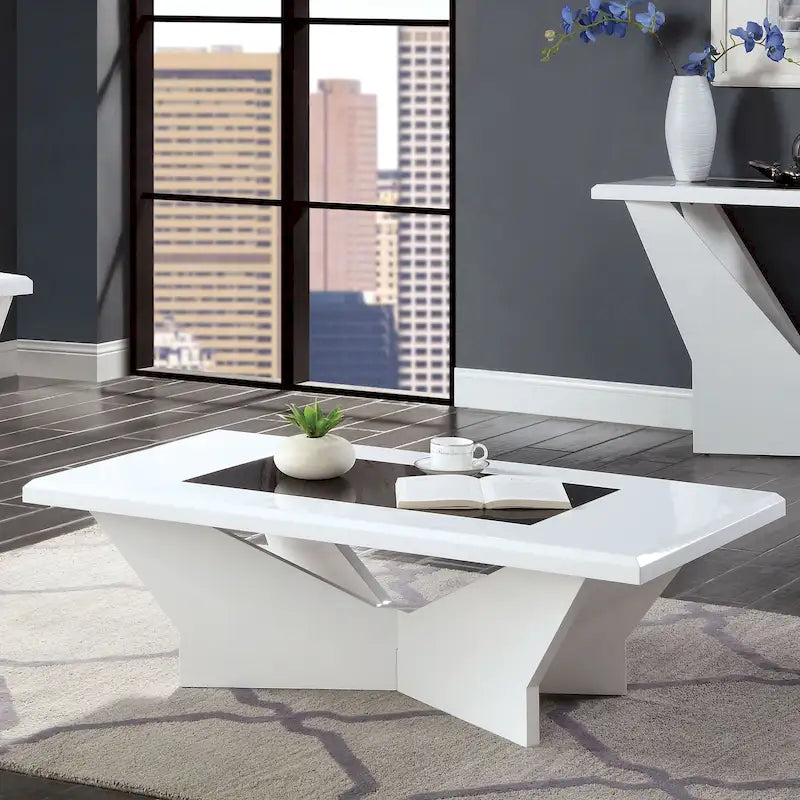 Set tavolini da caffè Ameena 3 pezzi con piano in vetro di Furniture of America