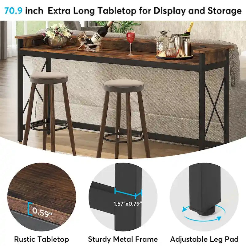 Divano Tavolo con prese e porte USB, Tavolo Console da Ingresso Lungo 70.9 pollici