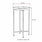 Tavolino da salotto rotondo Adeco, in metallo dorato, comodino, tavolino d'appoggio - 15(P)x 15(L)x 25.7(A)