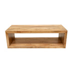 Tavolino da caffè Keli da 58 pollici in legno di mango, cubo aperto, 1 ripiano, marrone naturale