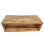 Tavolino da caffè Keli da 58 pollici in legno di mango, cubo aperto, 1 ripiano, marrone naturale