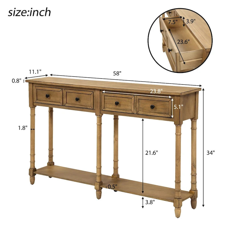 Consolle a 2 cassetti e ripiano inferiore Barregarrow di Copper Grove