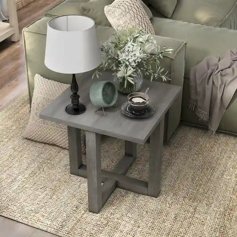Tavolino Donware Transitional grigio chiaro da 24 pollici in legno di Furniture of America