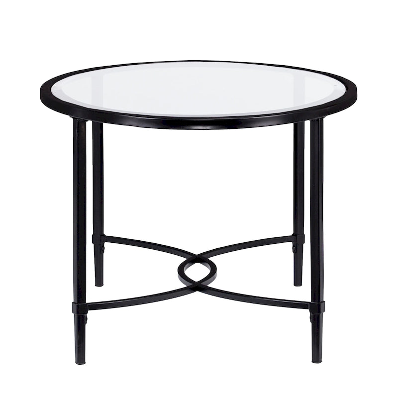 SEI Furniture Quaker Tavolino da Caffè Ovale in Metallo Nero Opaco con Piano in Vetro