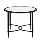 SEI Furniture Quaker Tavolino da Caffè Ovale in Metallo Nero Opaco con Piano in Vetro