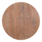 Table basse ronde en bois Arthur avec piètement à lattes, marron vieilli