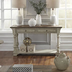 Morgan Creek Antique White Wire Brushed Tobacco Accents Sofa Table