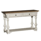 Morgan Creek Antique White Wire Brushed Tobacco Accents Sofa Table
