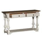Morgan Creek Antique White Wire Brushed Tobacco Accents Sofa Table