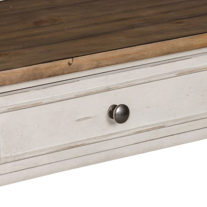 Morgan Creek Antique White Wire Brushed Tobacco Accents Sofa Table