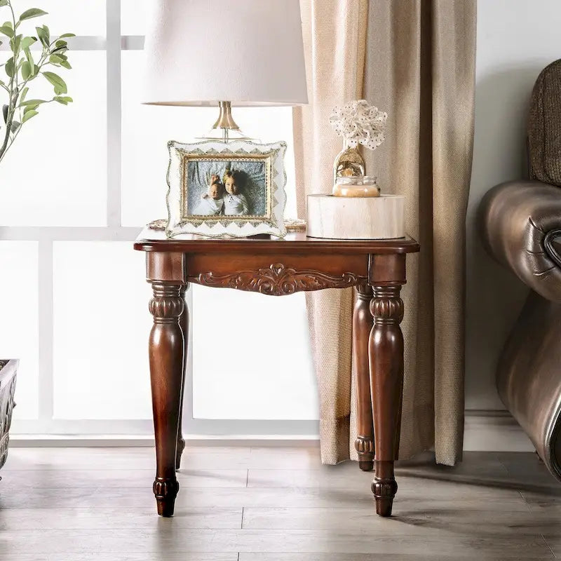Set di 3 tavolini d'accento Rity Traditional Cherry in legno da 48 pollici di Furniture of America