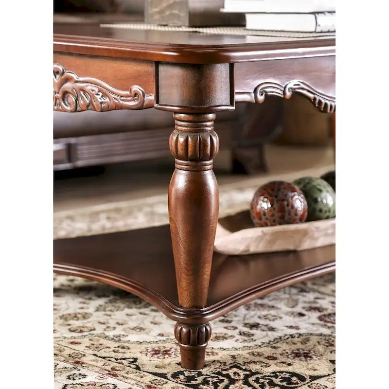 Set di 3 tavolini d'accento Rity Traditional Cherry in legno da 48 pollici di Furniture of America