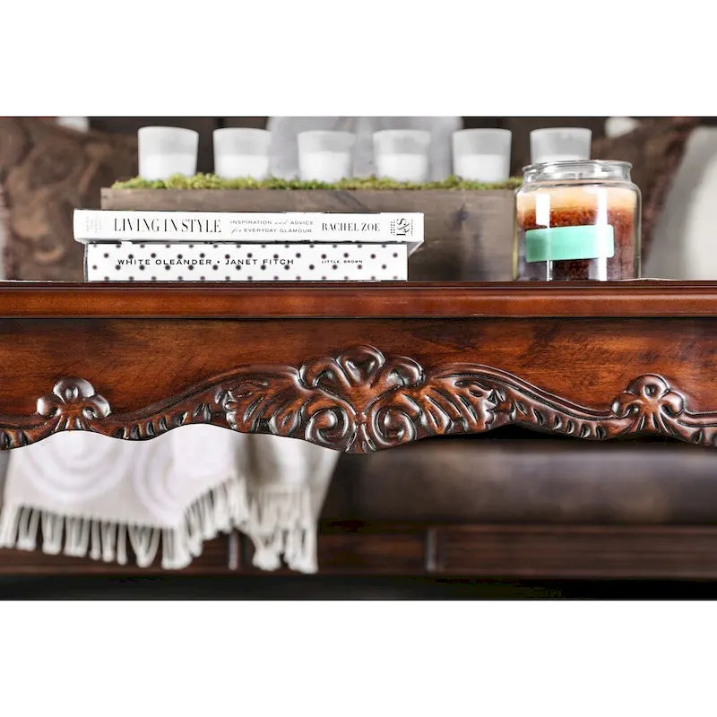 Set di 3 tavolini d'accento Rity Traditional Cherry in legno da 48 pollici di Furniture of America
