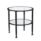 Tavolino rotondo con ripiano e top in vetro SEI Furniture Glenn in metallo nero anticato