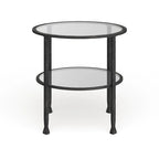 Tavolino rotondo con ripiano e top in vetro SEI Furniture Glenn in metallo nero anticato