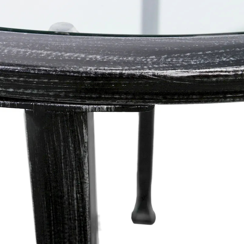 Tavolino rotondo con ripiano e top in vetro SEI Furniture Glenn in metallo nero anticato