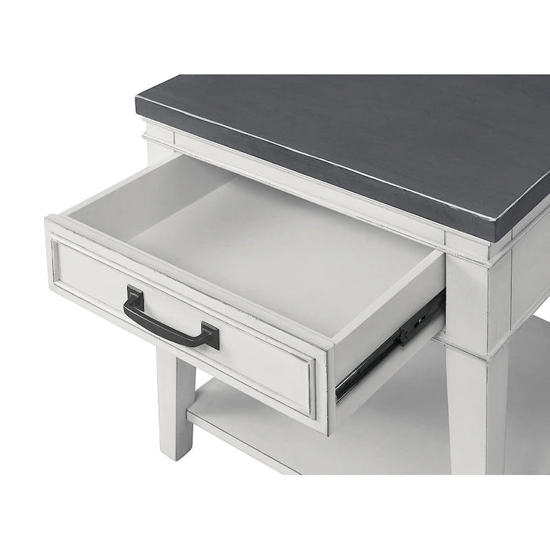 Tavolino Del Mar 24 con 1 Cassetto Bianco e Grigio