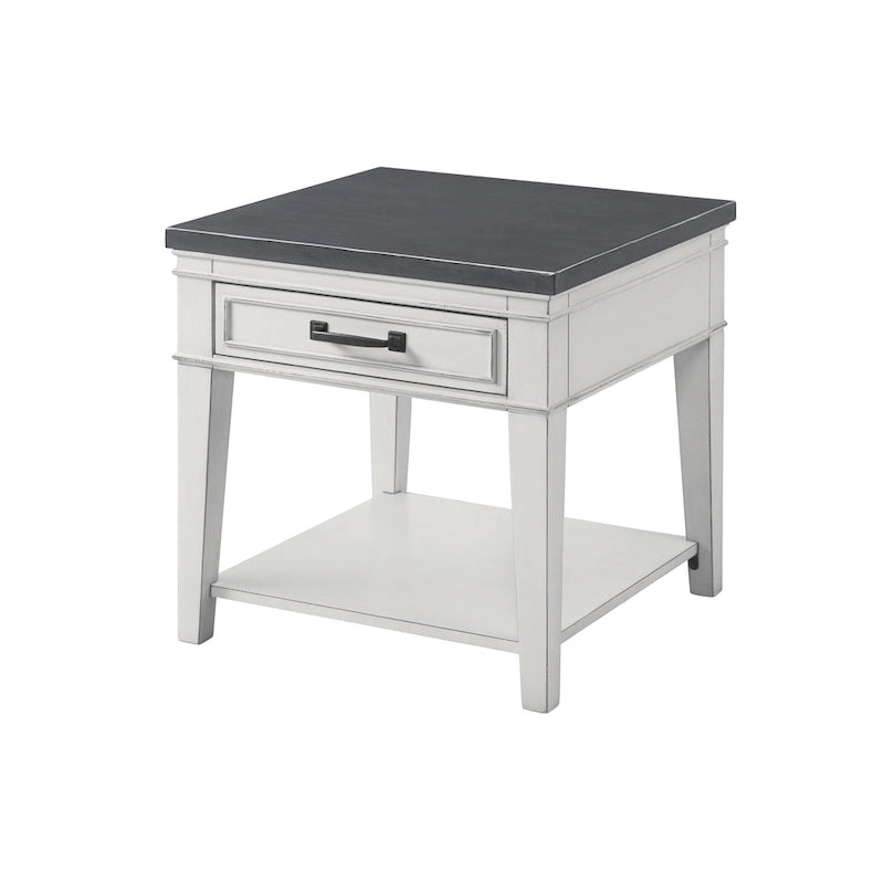 Tavolino Del Mar 24 con 1 Cassetto Bianco e Grigio