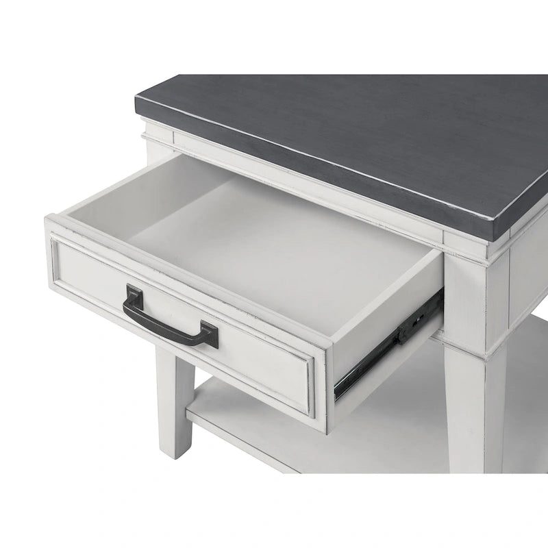 Tavolino Del Mar 24 con 1 Cassetto Bianco e Grigio