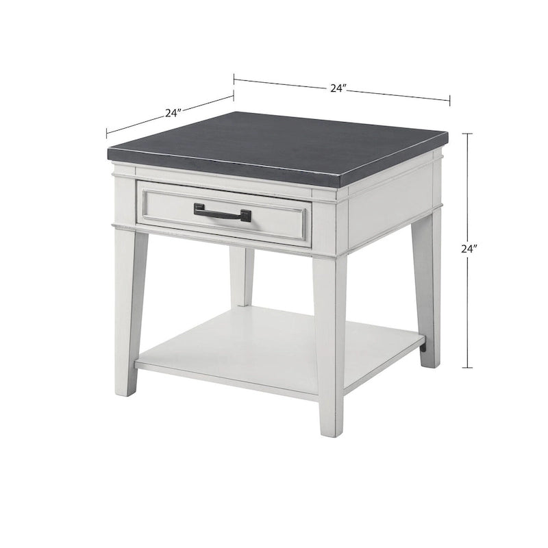 Tavolino Del Mar 24 con 1 Cassetto Bianco e Grigio