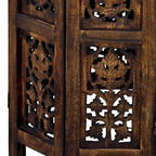 Tavolino pieghevole decorativo in legno di mango da 45 cm, intagliato a mano, marrone noce