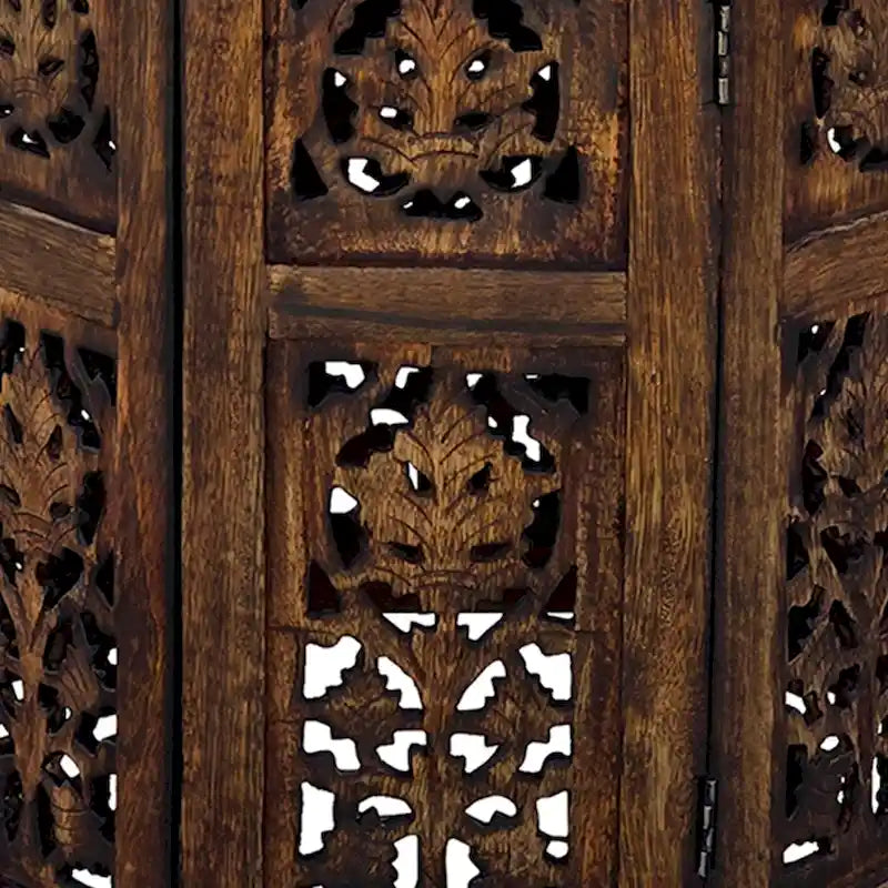 Tavolino pieghevole decorativo in legno di mango da 45 cm, intagliato a mano, marrone noce