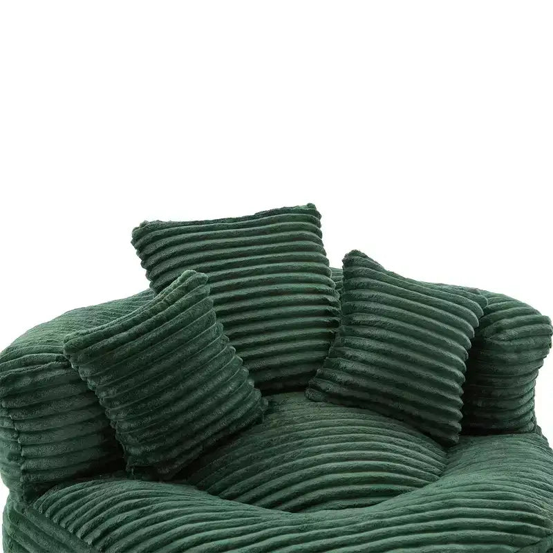 Bean Bag Sofa for Adults Kids, Oversized Corduroy Bean Bag Chair with 3 Pillows & Armrest for Living Room Bedroom