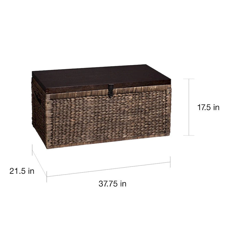 Table basse de coffre en jacinthe tressée SEI Furniture Keene Espresso