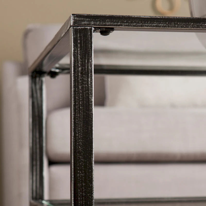 Tavolino da caffè rettangolare SEI Furniture Glenn in metallo nero con piano e ripiano inferiore in vetro