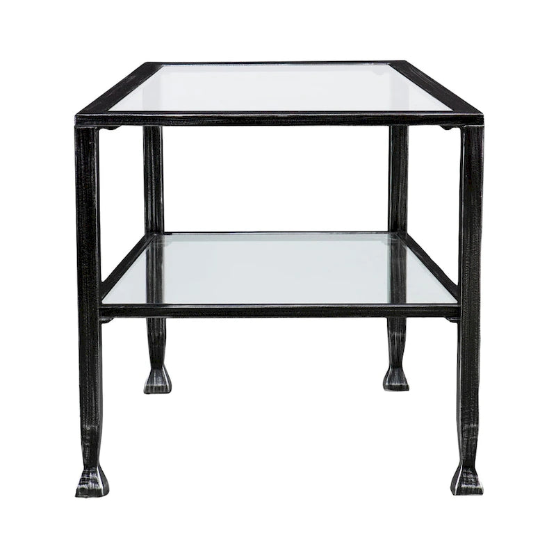 Tavolino da caffè rettangolare SEI Furniture Glenn in metallo nero con piano e ripiano inferiore in vetro