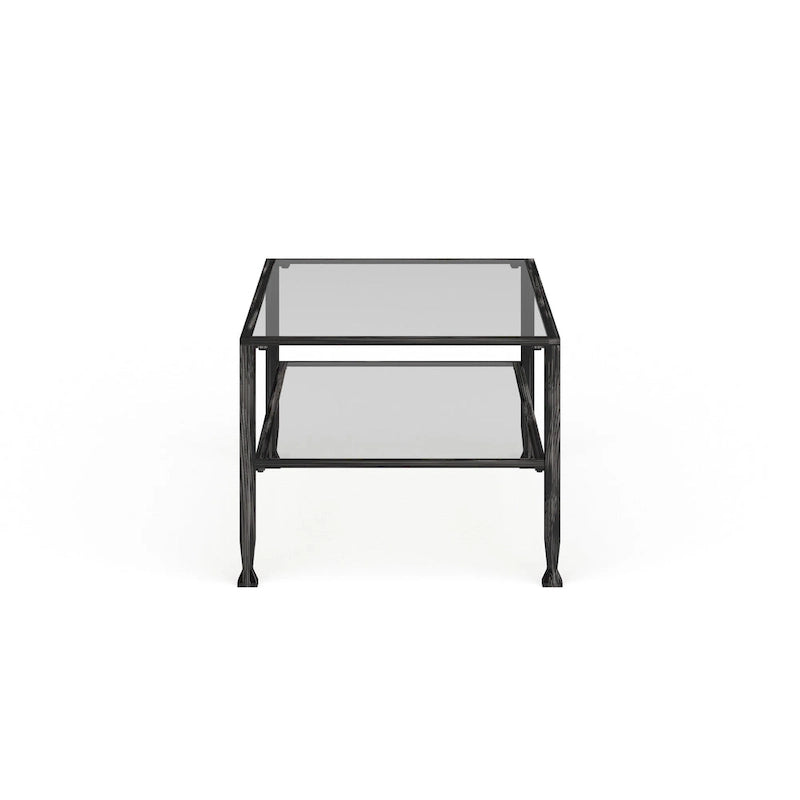 Tavolino da caffè rettangolare SEI Furniture Glenn in metallo nero con piano e ripiano inferiore in vetro