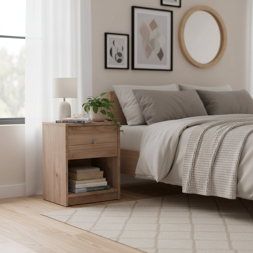 Tvilum, Portland 1 Drawer Nightstand, Jackson Hickory