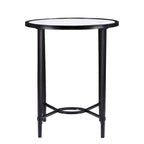 Tavolino Ovale in Metallo Quaker SEI Furniture con Volute e Vetro Temperato Smussato