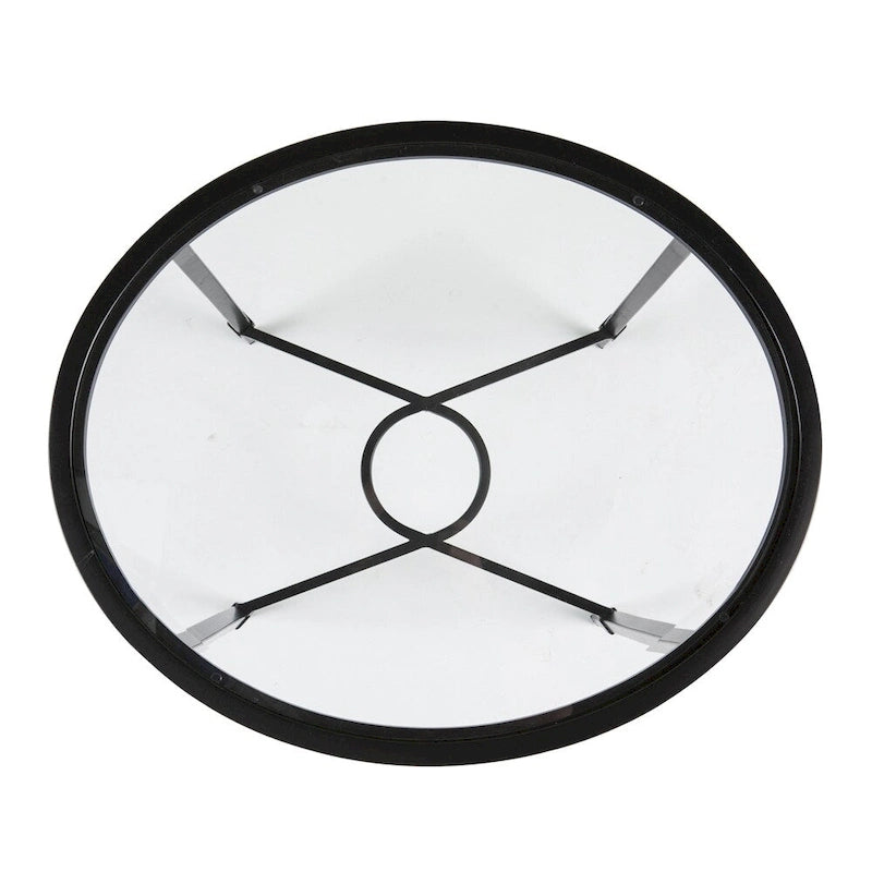 Tavolino Ovale in Metallo Quaker SEI Furniture con Volute e Vetro Temperato Smussato