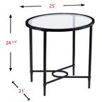 Tavolino Ovale in Metallo Quaker SEI Furniture con Volute e Vetro Temperato Smussato