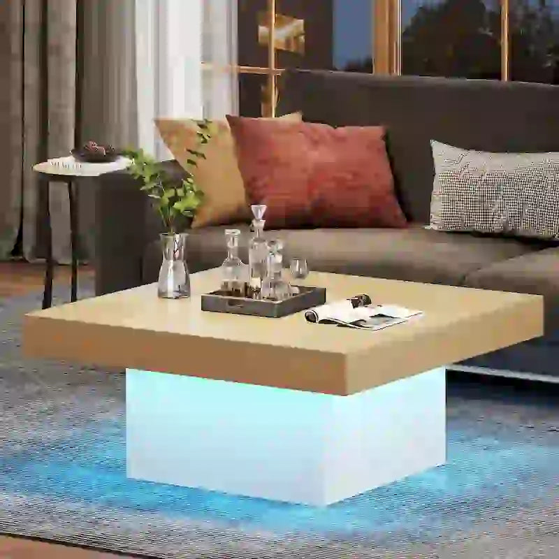 Tavolino da salotto quadrato a LED da 35,43 pollici