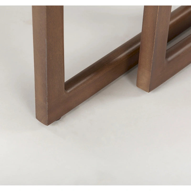 Tavolini ad incastro quadrati con struttura in legno massello e inserti in canna d'India Grier (set da 2) - 20L x 20P x 23A