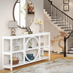 Tavolino console da 70,9 pollici con design creativo a gambe in metallo, tavoli stretti e lunghi a 3 livelli per ingresso