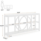 Tavolino console da 70,9 pollici con design creativo a gambe in metallo, tavoli stretti e lunghi a 3 livelli per ingresso