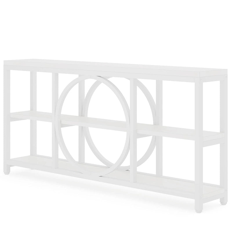 Tavolino console da 70,9 pollici con design creativo a gambe in metallo, tavoli stretti e lunghi a 3 livelli per ingresso