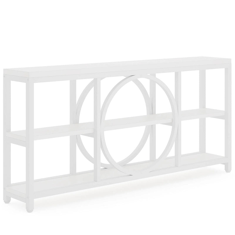 Tavolino console da 70,9 pollici con design creativo a gambe in metallo, tavoli stretti e lunghi a 3 livelli per ingresso