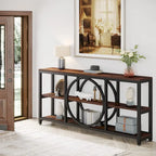 Tavolino console da 70,9 pollici con design creativo a gambe in metallo, tavoli stretti e lunghi a 3 livelli per ingresso
