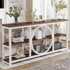 Tavolino console da 70,9 pollici con design creativo a gambe in metallo, tavoli stretti e lunghi a 3 livelli per ingresso