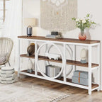 Tavolino console da 70,9 pollici con design creativo a gambe in metallo, tavoli stretti e lunghi a 3 livelli per ingresso