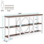 Tavolino console da 70,9 pollici con design creativo a gambe in metallo, tavoli stretti e lunghi a 3 livelli per ingresso