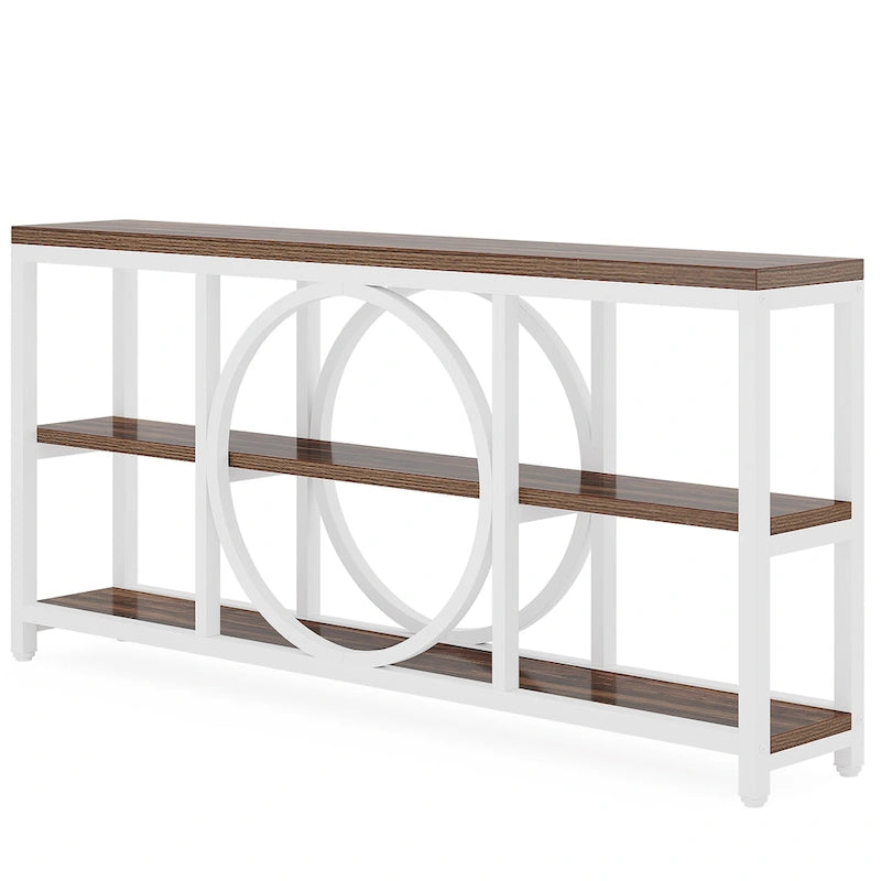 Tavolino console da 70,9 pollici con design creativo a gambe in metallo, tavoli stretti e lunghi a 3 livelli per ingresso